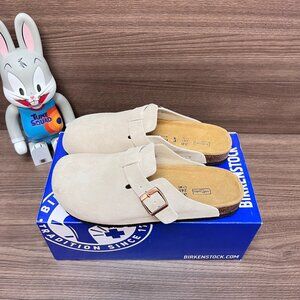 New Birkenstock Boston Ladies taupe suede clogs slipper